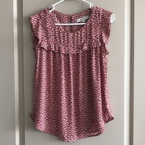 Loft Sleeveless Floral Ruffle Top